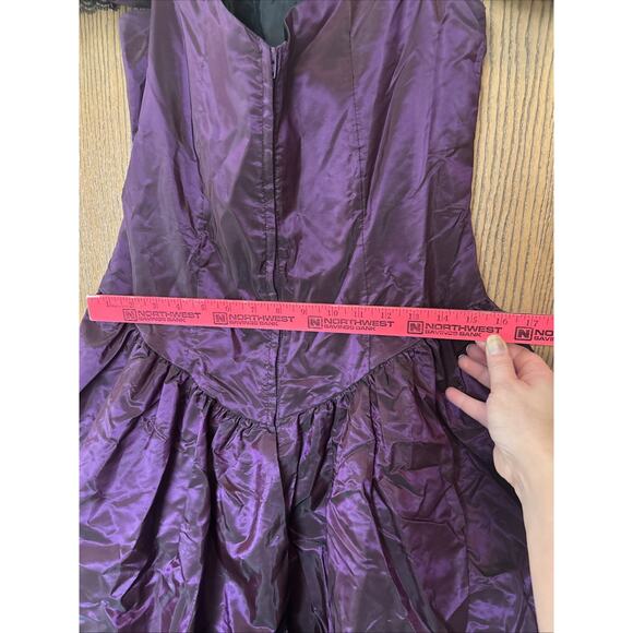 90s Goth Prairie Prom Dress Sz 10 Alfred Angelo Metallic Party Purple Vampire - Picture 10 of 12